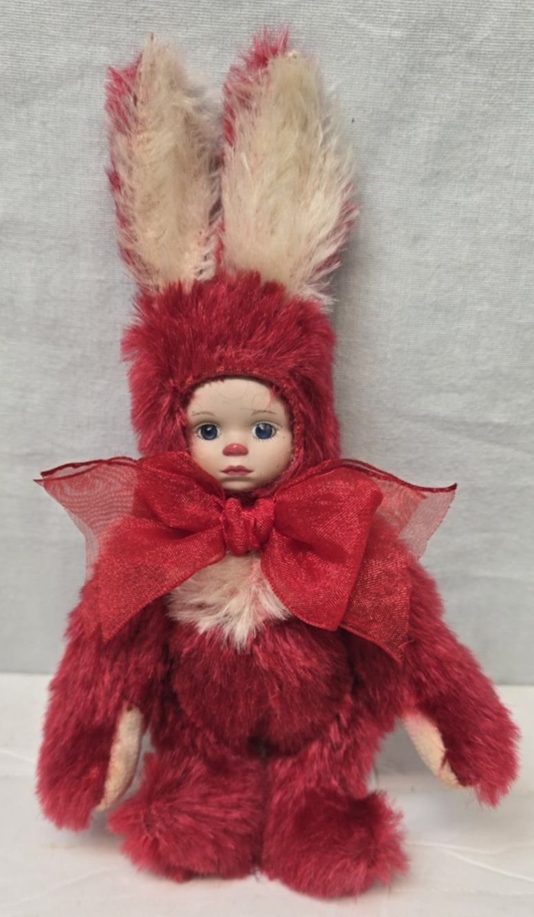 L.L. Knickerbocker, Marie Osmond Porcelain Bunny Doll With Red Mohair Fur